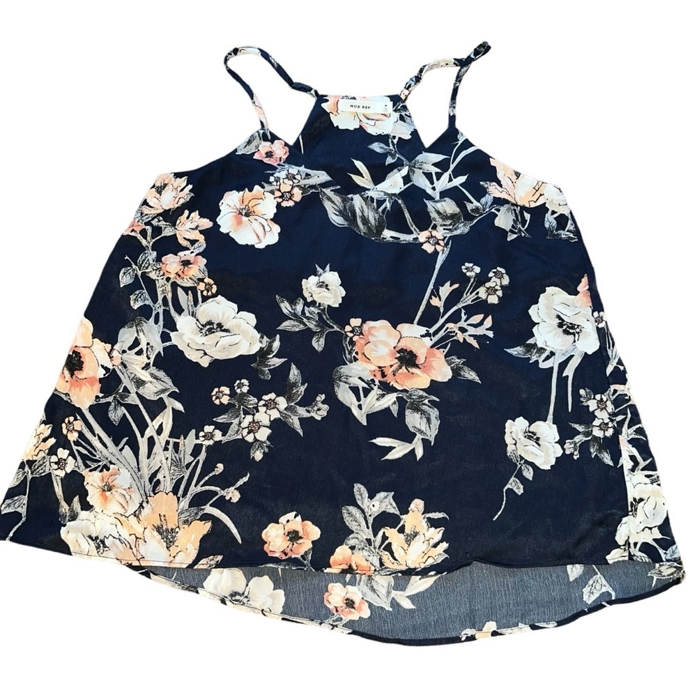Mod Ref Swing Tank Medium Navy Peach Floral Y2K
